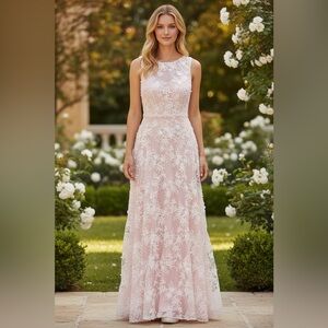 Tahari Embroidered Maxi Dress